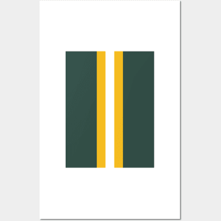 Retro American Football Stripes Green Bay Green, Yellow, White Posters and Art